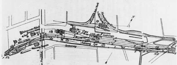Gleisplan des Bahnhofs Oberursel, ca. 1904/05